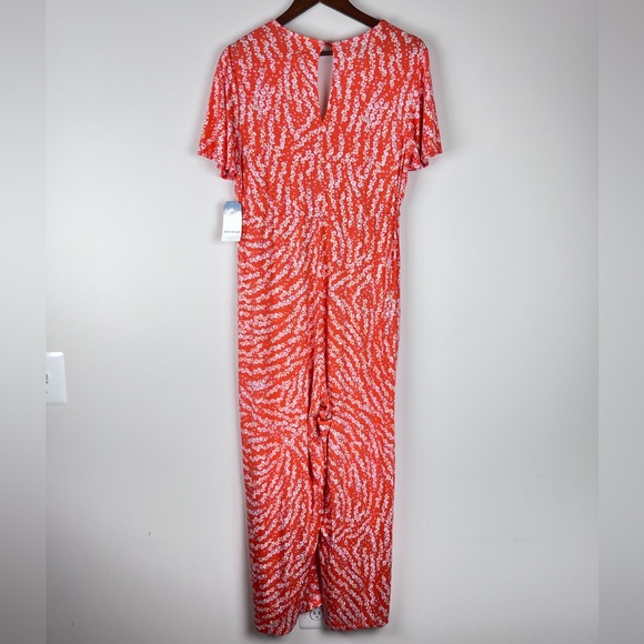 NWT Skye’s The Limit Women’s Size M Jumpsuit Orange White Floral Flutter 0098 - Picture 3 of 7